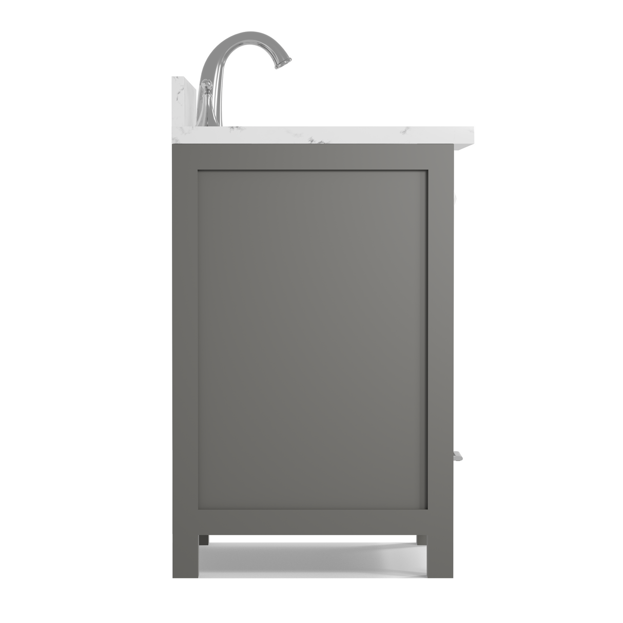 Bathroom vanity with white countertop on a white background