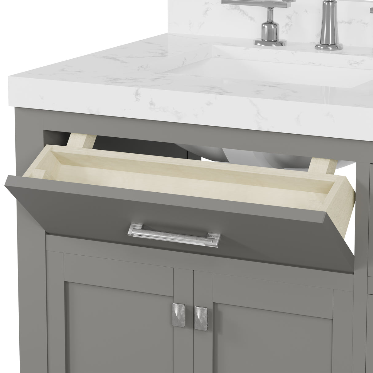 Caroline Parkway 36" Small Bathroom Vanity Cabinet with Sink and Cultured Marble Top