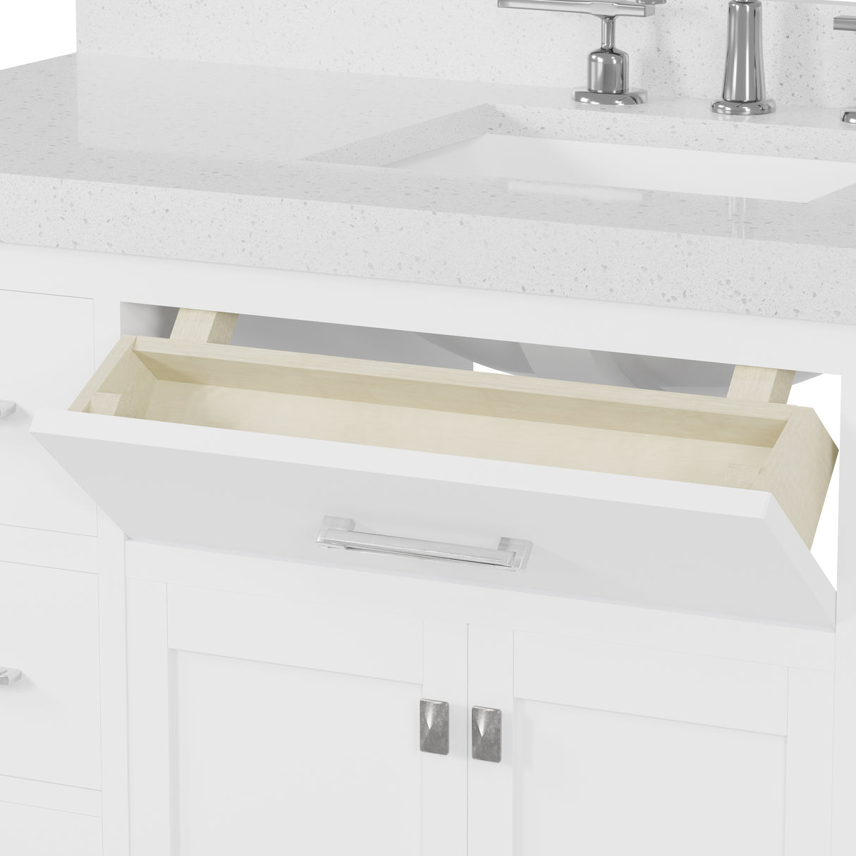 Caroline Parkway 57"  Bathroom Vanity Cabinet with Sink and White Quartz Top