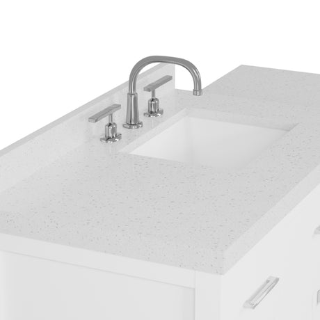 Caroline Parkway 57"  Bathroom Vanity Cabinet with Sink and White Quartz Top