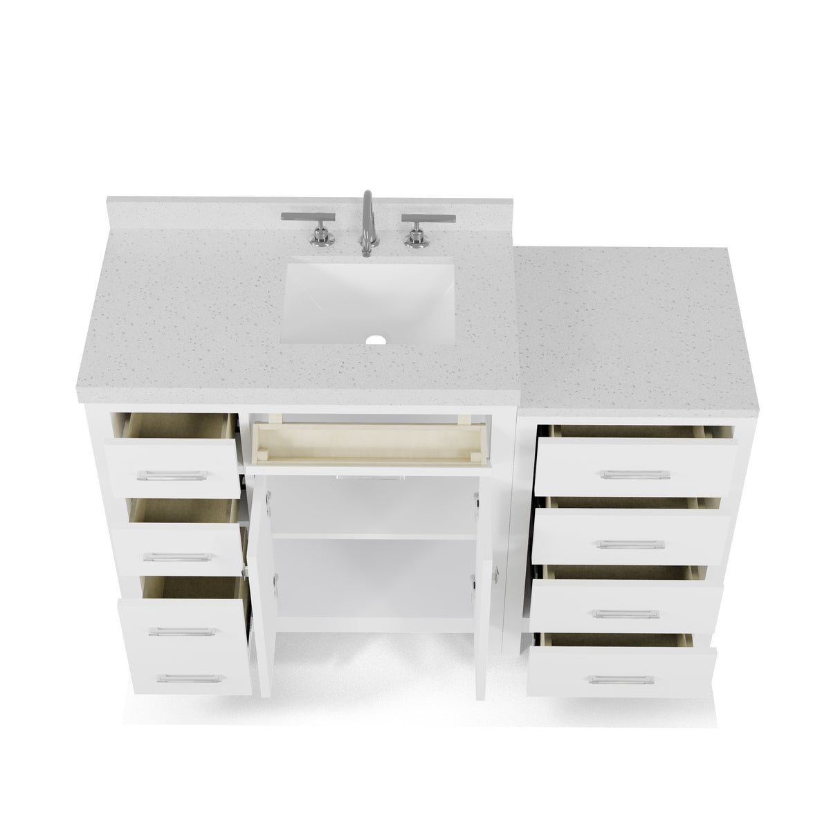 Caroline Parkway 57"  Bathroom Vanity Cabinet with Sink and White Quartz Top