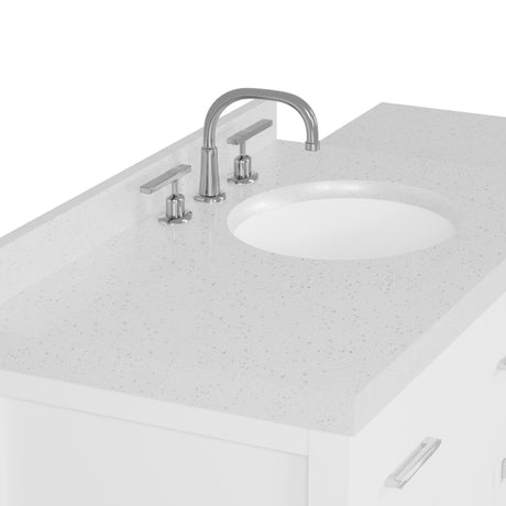 Caroline Parkway 57"  Bathroom Vanity Cabinet with Sink and White Quartz Top
