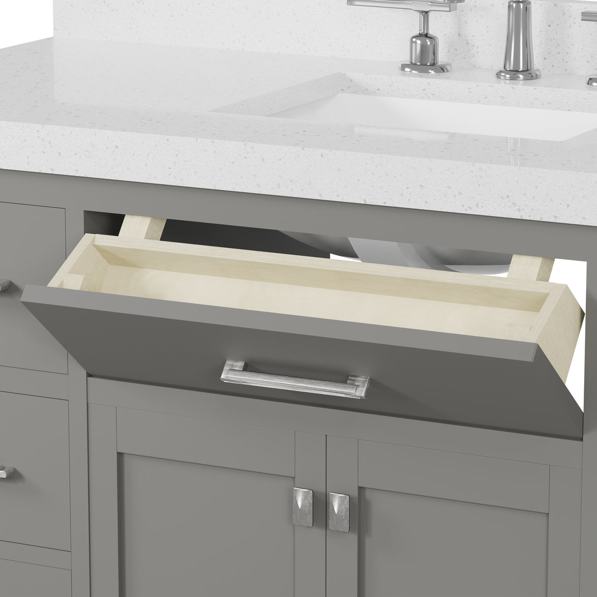 Caroline Parkway 57"  Bathroom Vanity Cabinet with Sink and White Quartz Top
