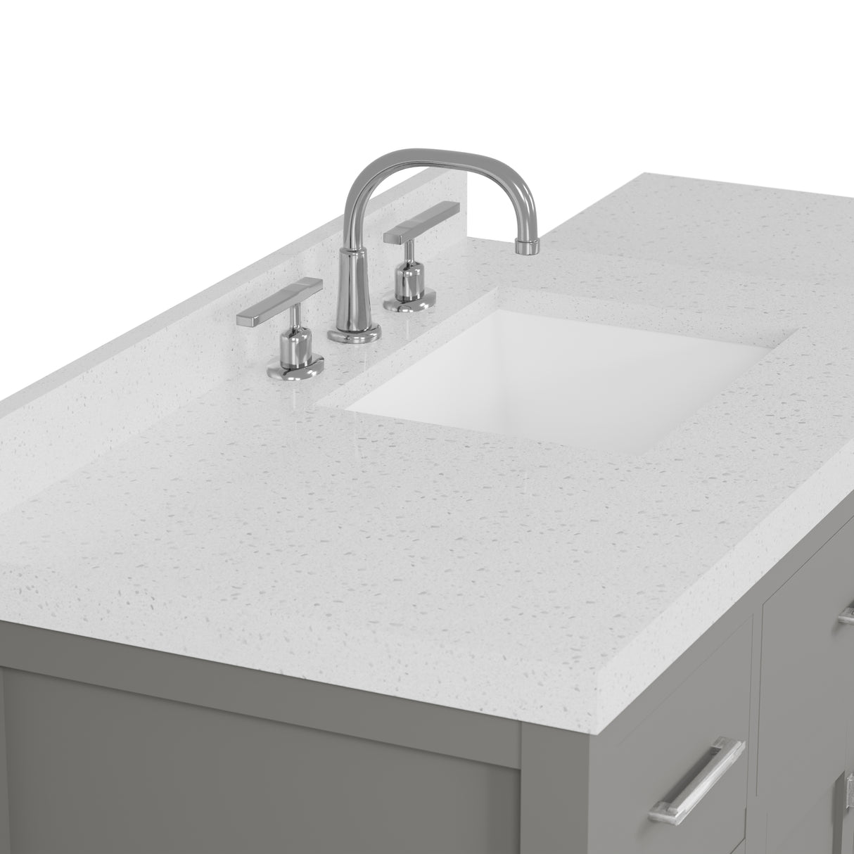 Caroline Parkway 57"  Bathroom Vanity Cabinet with Sink and White Quartz Top
