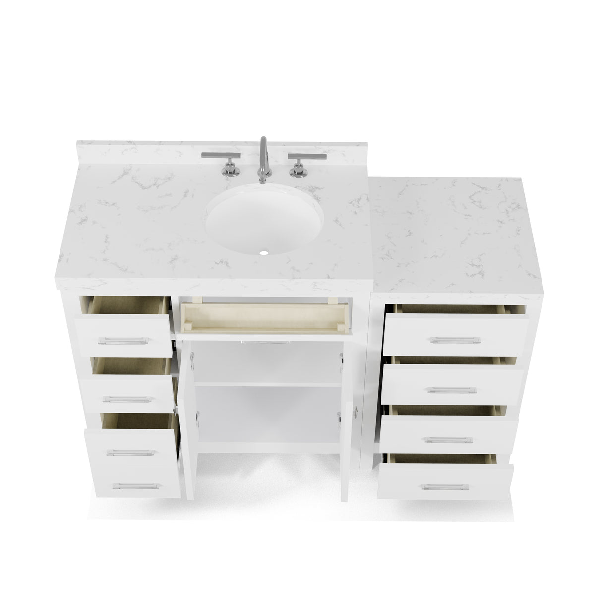 Caroline Parkway 57" Modern Bathroom Vanity with Sink and Cultured Marble Top