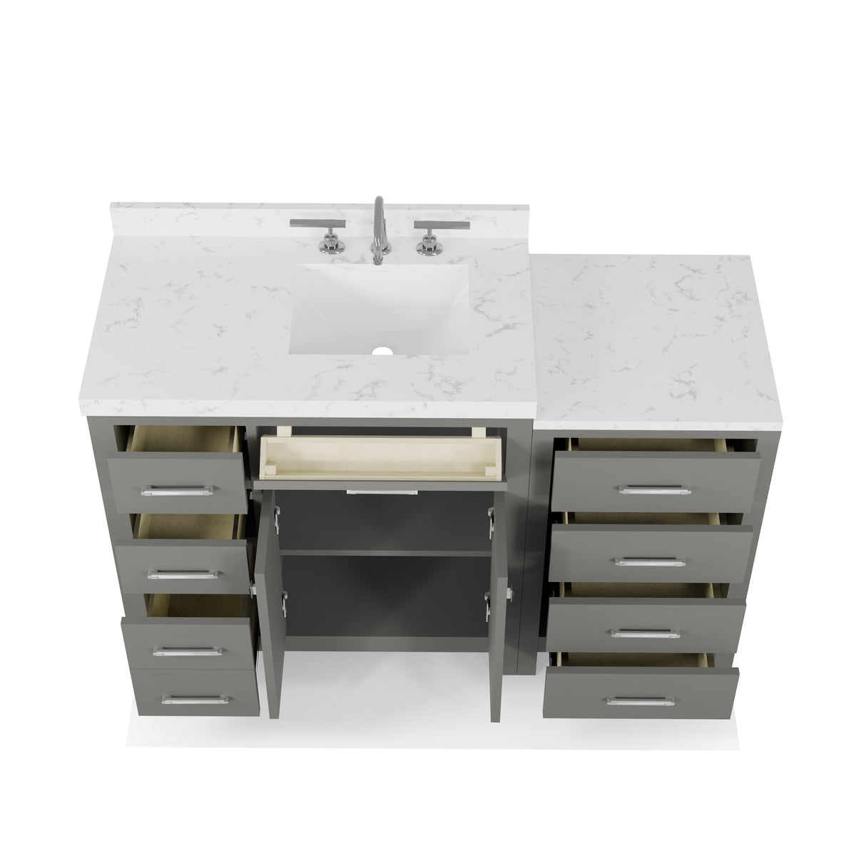 Caroline Parkway 57" Modern Bathroom Vanity with Sink and Cultured Marble Top