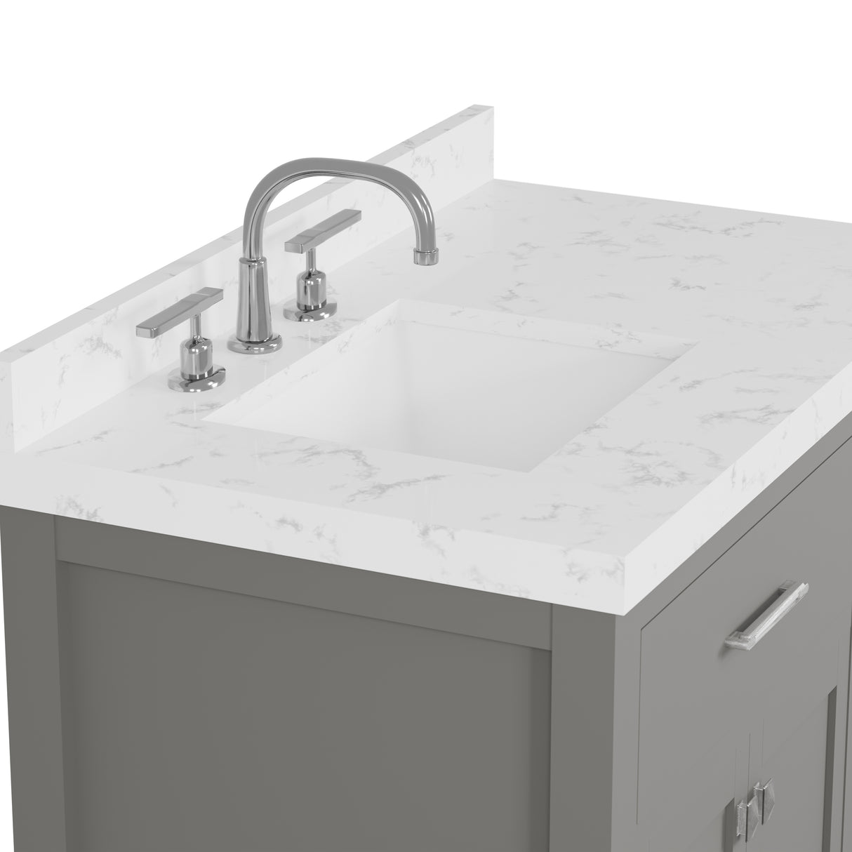 Caroline Parkway 36" Small Bathroom Vanity Cabinet with Sink and Cultured Marble Top
