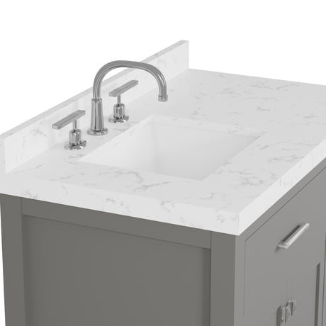 Caroline Parkway 36" Small Bathroom Vanity Cabinet with Sink and Cultured Marble Top