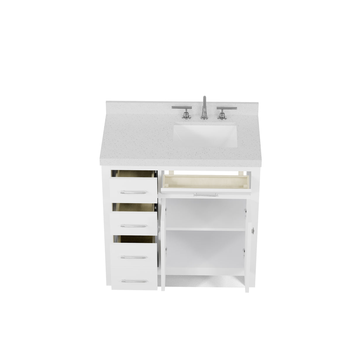 Caroline Parkway 36 inch Bathroom Vanity with Sink and White Quartz Top