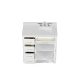 Caroline Parkway 36 inch Bathroom Vanity with Sink and White Quartz Top