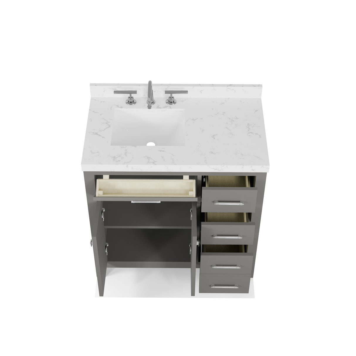 Caroline Parkway 36" Small Bathroom Vanity Cabinet with Sink and Cultured Marble Top