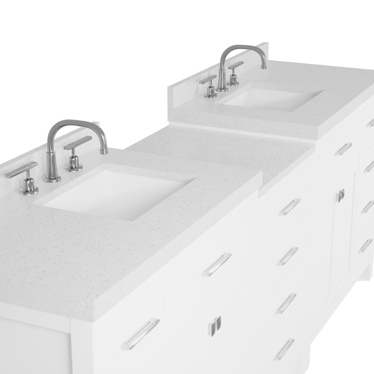 Caroline Parkway 93" Dual Bathroom Vanity Sink with White Quartz Top