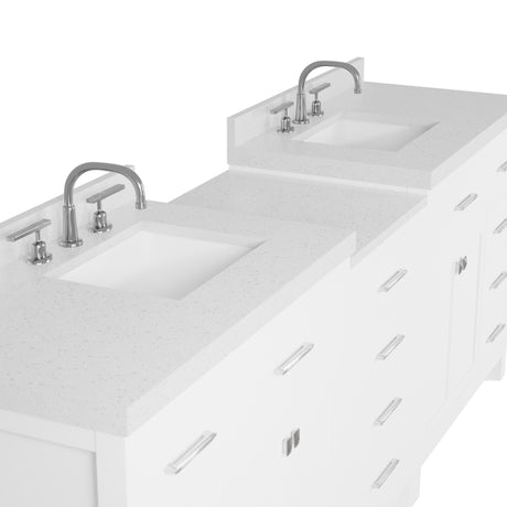 Caroline Parkway 93" Dual Bathroom Vanity Sink with White Quartz Top