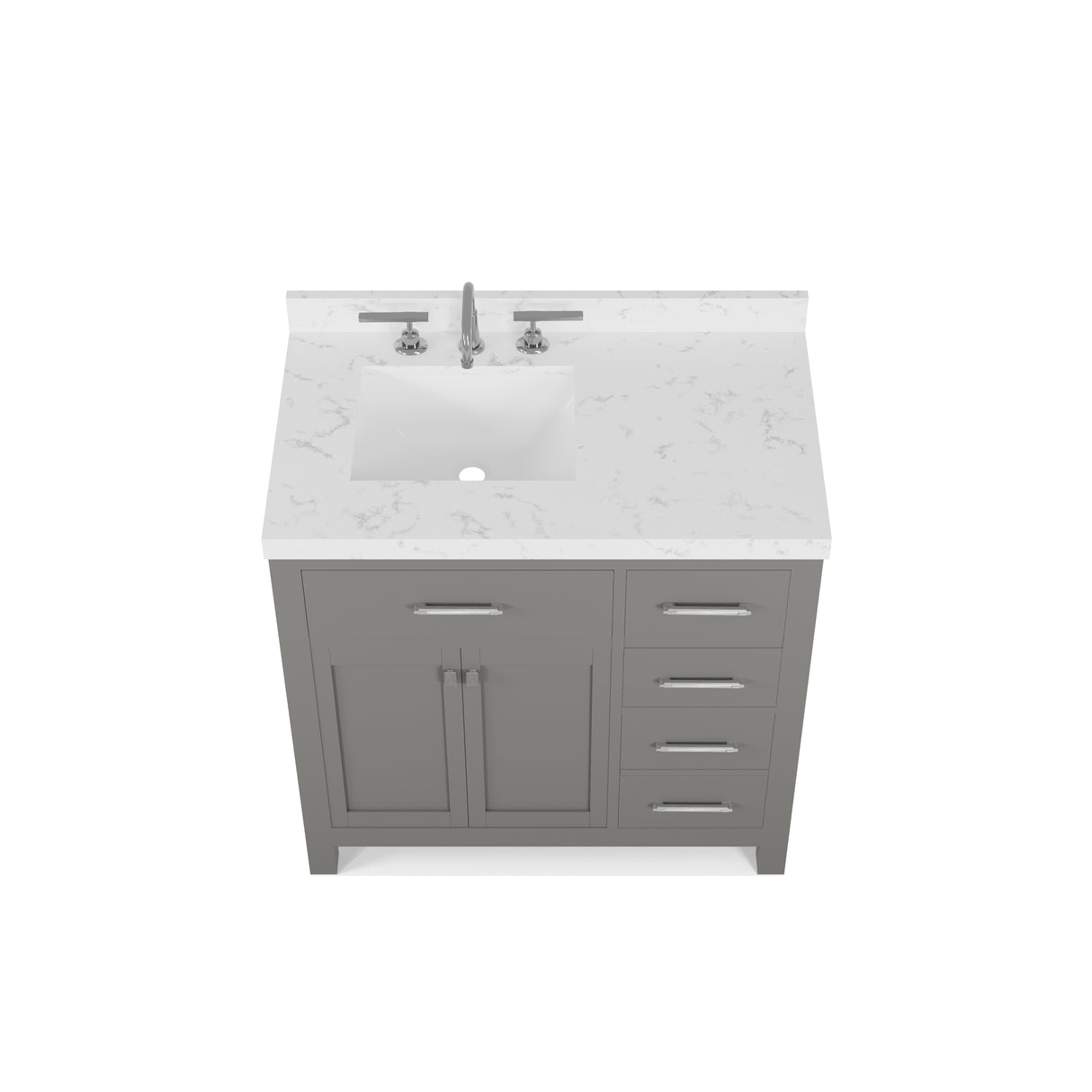 Caroline Parkway 36" Small Bathroom Vanity Cabinet with Sink and Cultured Marble Top