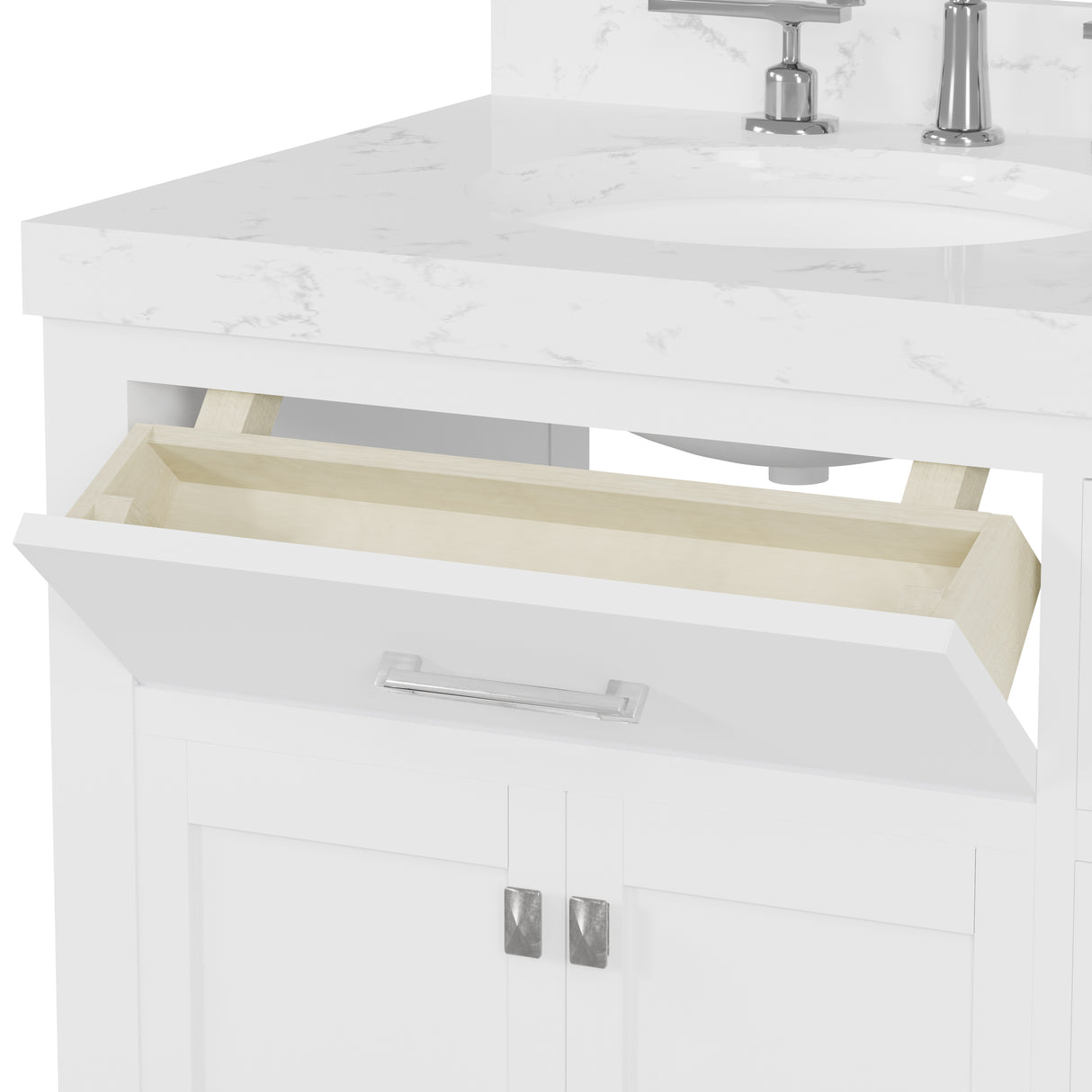 Caroline Parkway 36" Small Bathroom Vanity Cabinet with Sink and Cultured Marble Top
