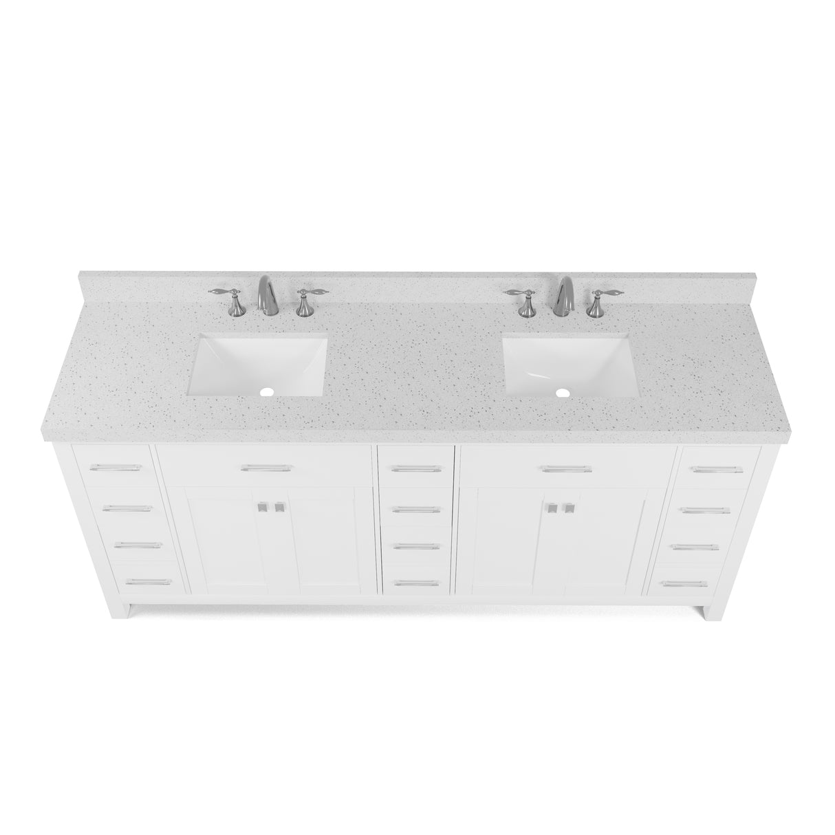 Caroline Parkway 78" Double Bathroom Vanity Cabinet with Sink and White Quartz Top