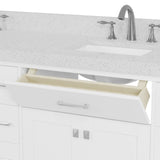 Caroline Parkway 78" Double Bathroom Vanity Cabinet with Sink and White Quartz Top