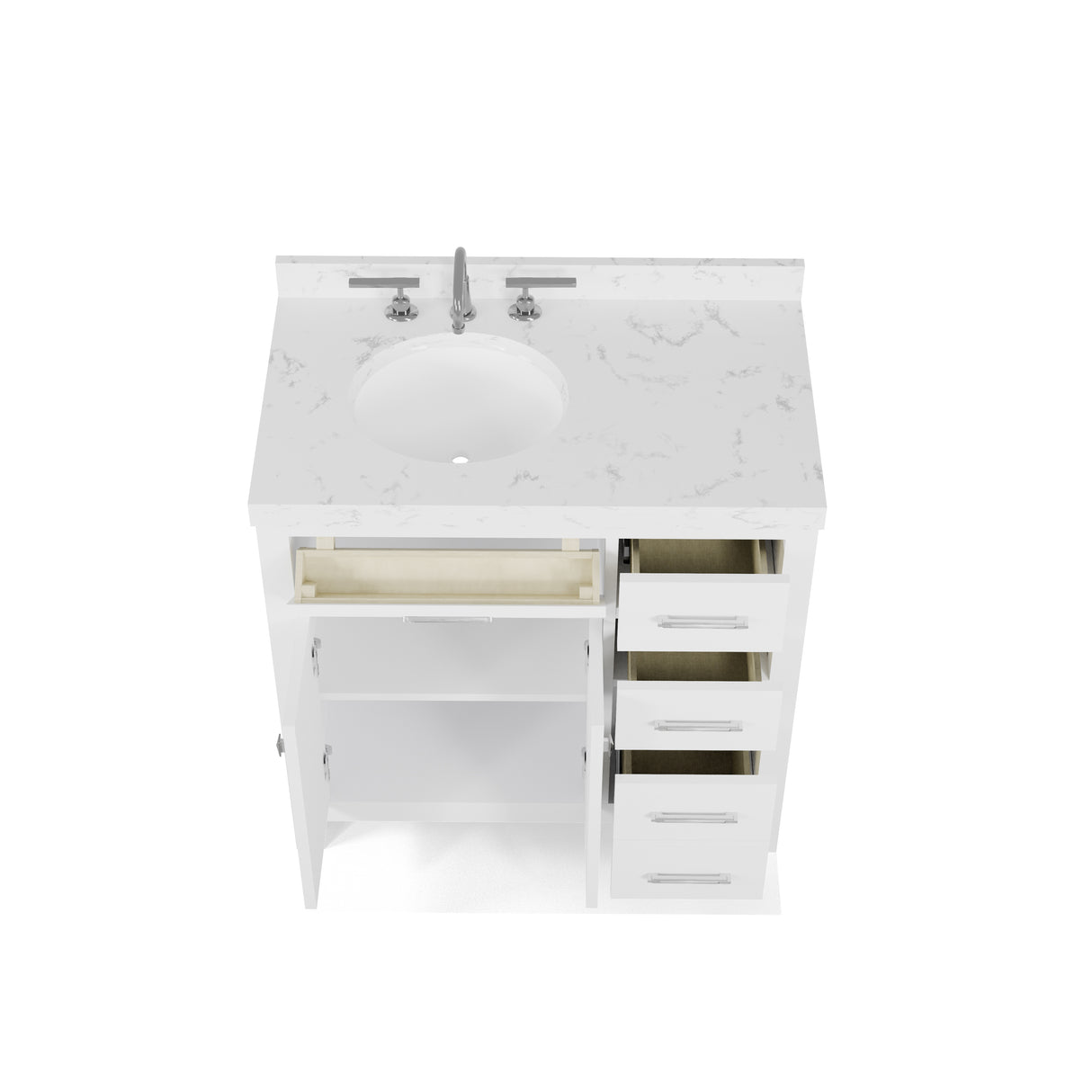 Caroline Parkway 36" Small Bathroom Vanity Cabinet with Sink and Cultured Marble Top