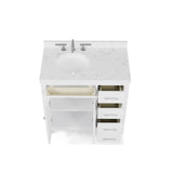 Caroline Parkway 36" Small Bathroom Vanity Cabinet with Sink and Cultured Marble Top