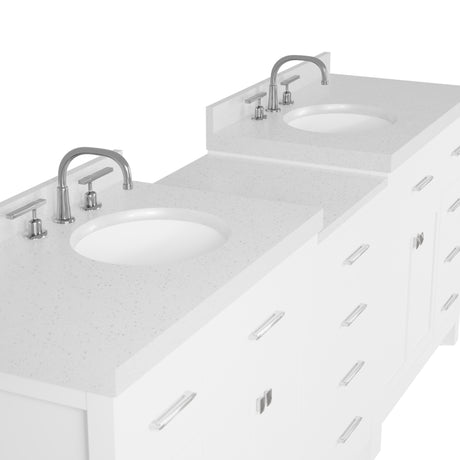 Caroline Parkway 93" Dual Bathroom Vanity Sink with White Quartz Top
