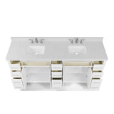 Caroline Parkway 78" Double Bathroom Vanity Cabinet with Sink and White Quartz Top