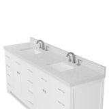 Caroline Parkway 78" Double Bathroom Vanity Cabinet with Sink and White Quartz Top