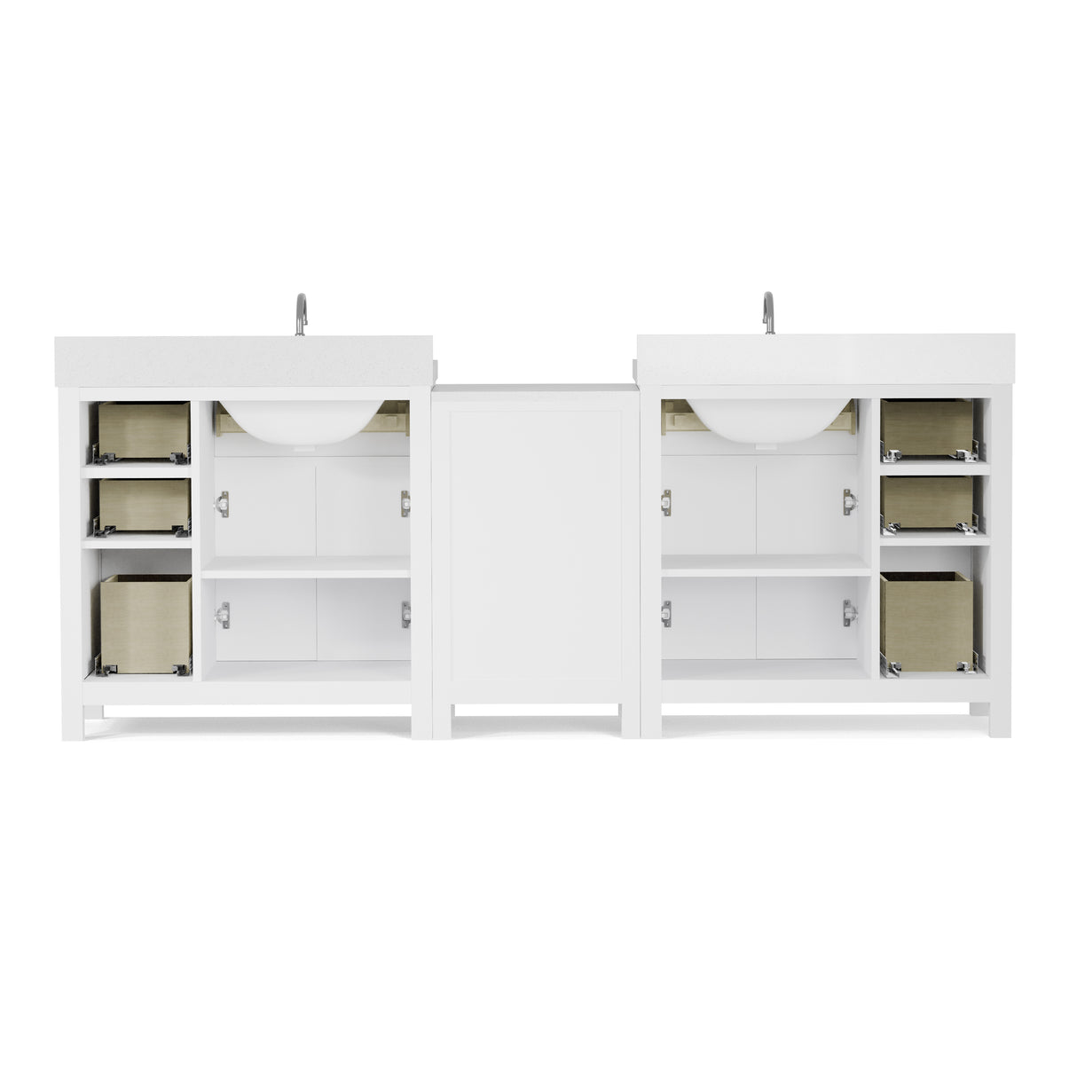 Caroline Parkway 93" Dual Bathroom Vanity Sink with White Quartz Top