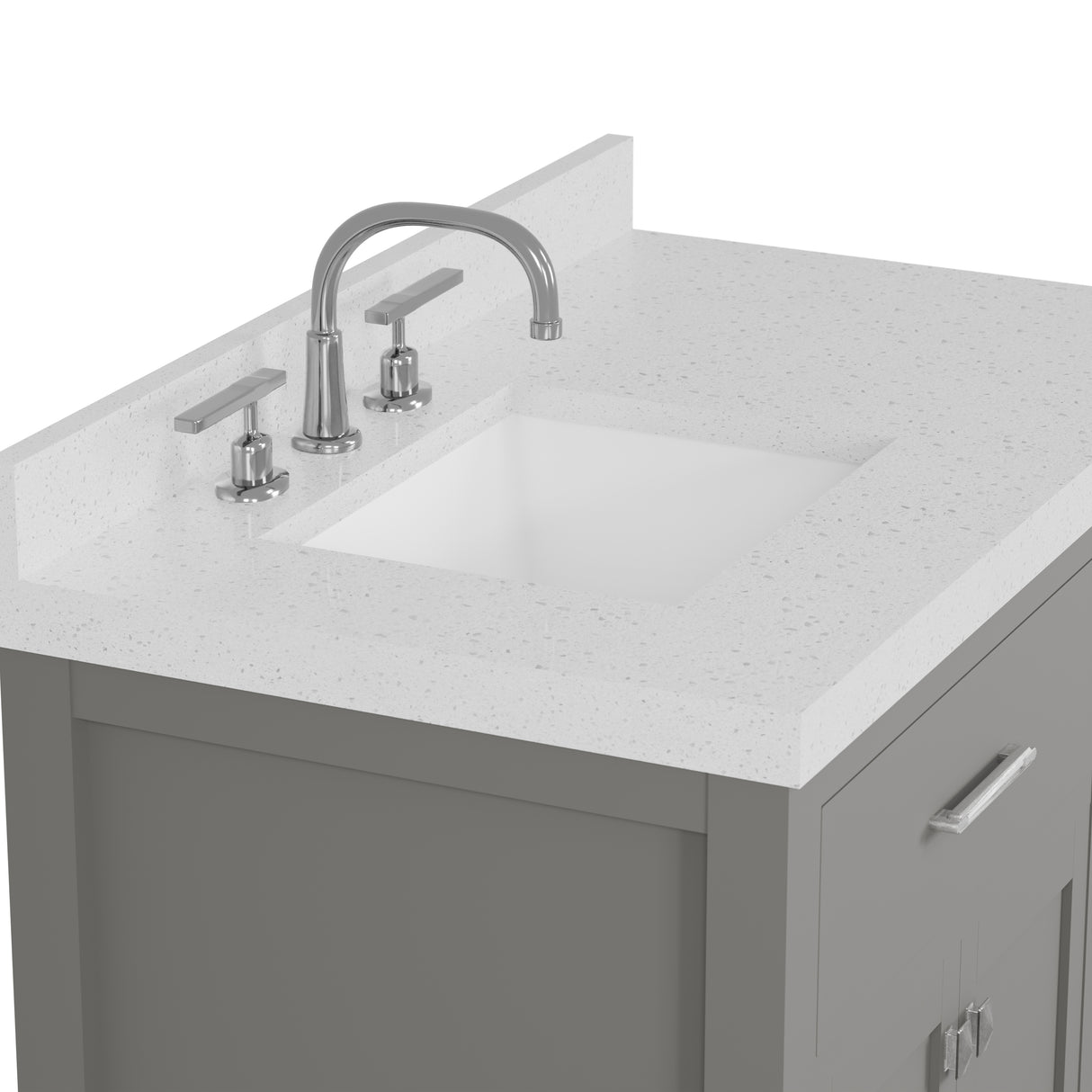 Caroline Parkway 36" Powder Room Bath Vanity Cabinet with Sink and White Quartz Top