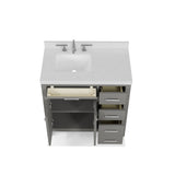 Caroline Parkway 36" Powder Room Bath Vanity Cabinet with Sink and White Quartz Top