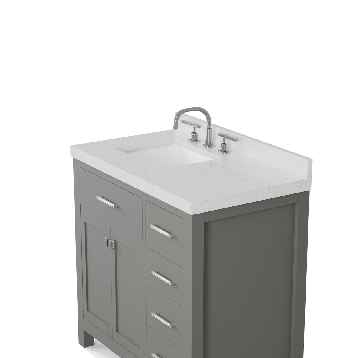 Caroline Parkway 36" Powder Room Bath Vanity Cabinet with Sink and White Quartz Top