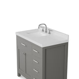 Caroline Parkway 36" Powder Room Bath Vanity Cabinet with Sink and White Quartz Top