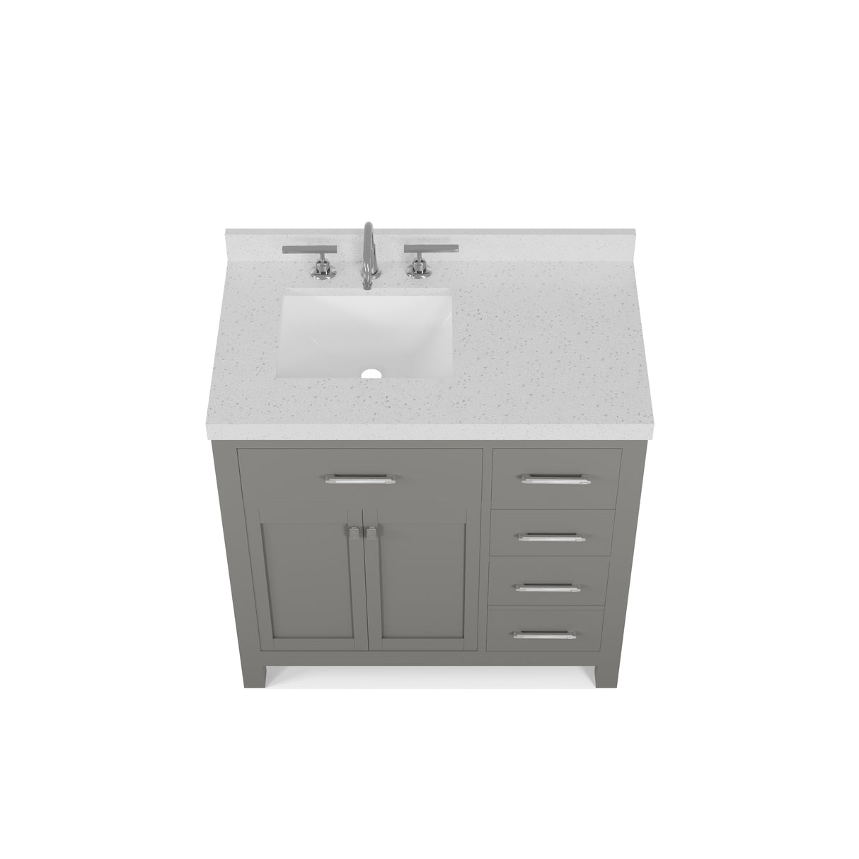 Caroline Parkway 36" Powder Room Bath Vanity Cabinet with Sink and White Quartz Top