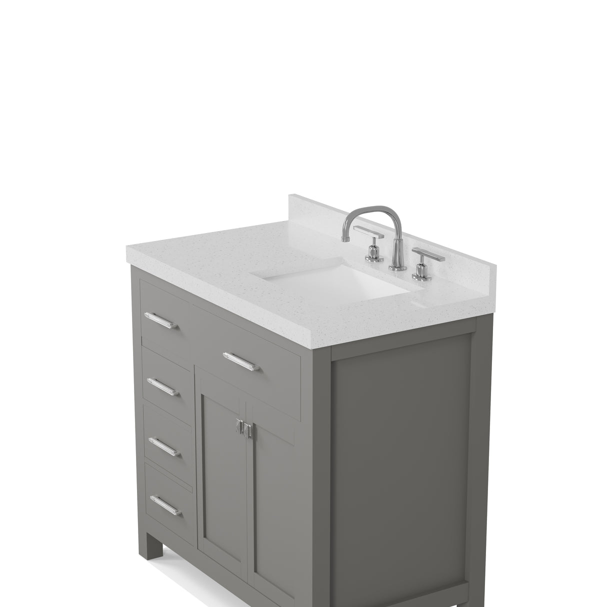 Caroline Parkway 36 inch Bathroom Vanity with Sink and White Quartz Top