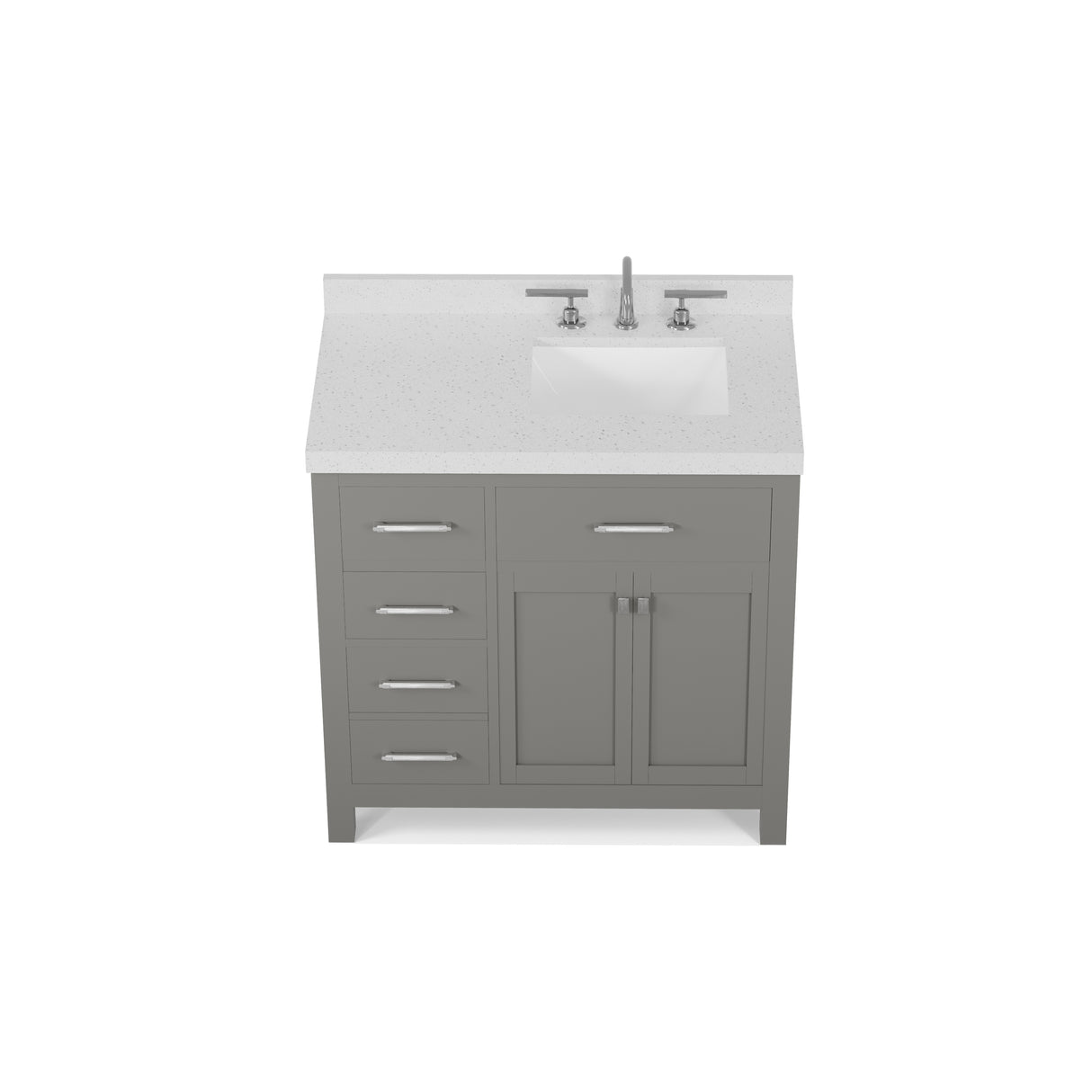 Caroline Parkway 36 inch Bathroom Vanity with Sink and White Quartz Top