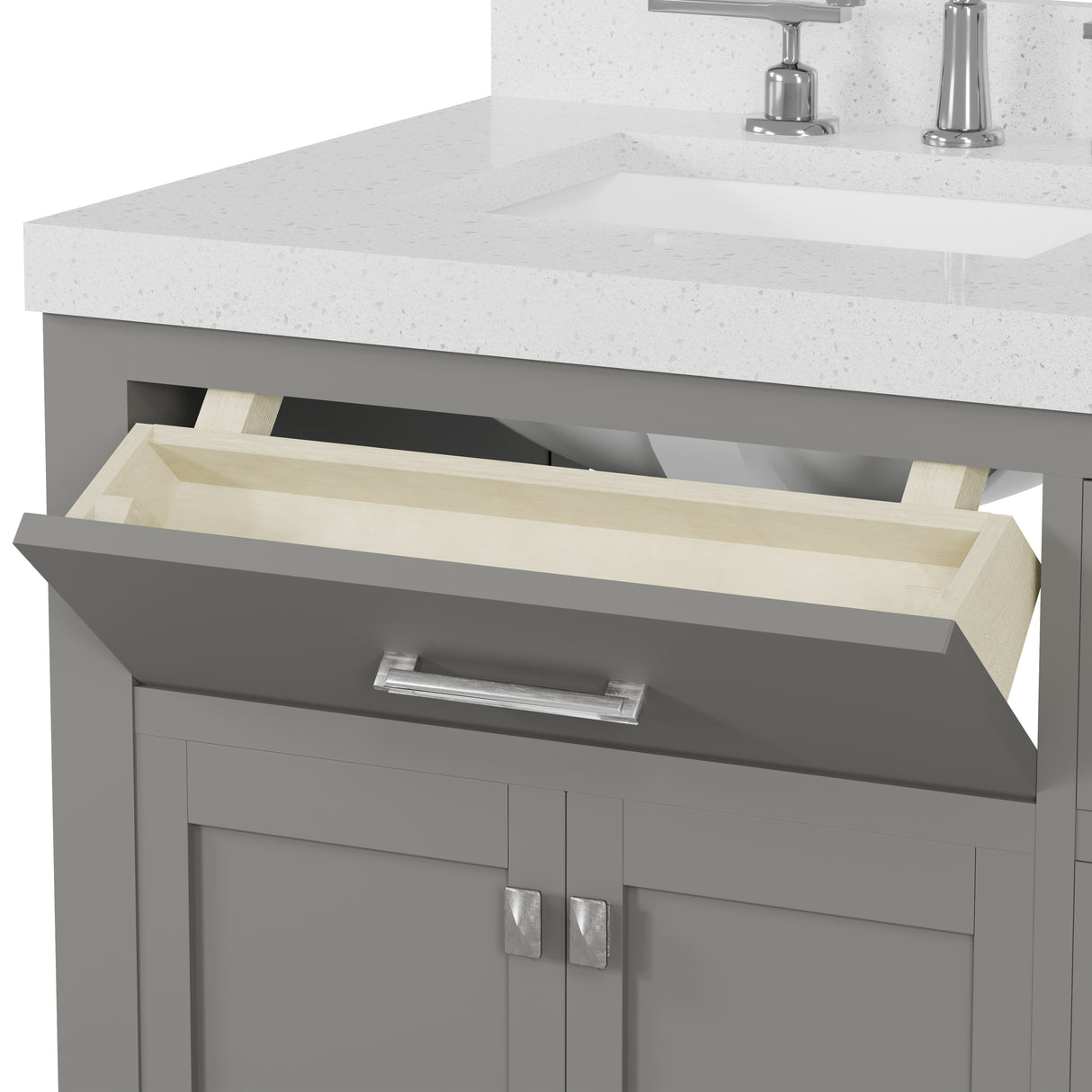 Caroline Parkway 36" Powder Room Bath Vanity Cabinet with Sink and White Quartz Top