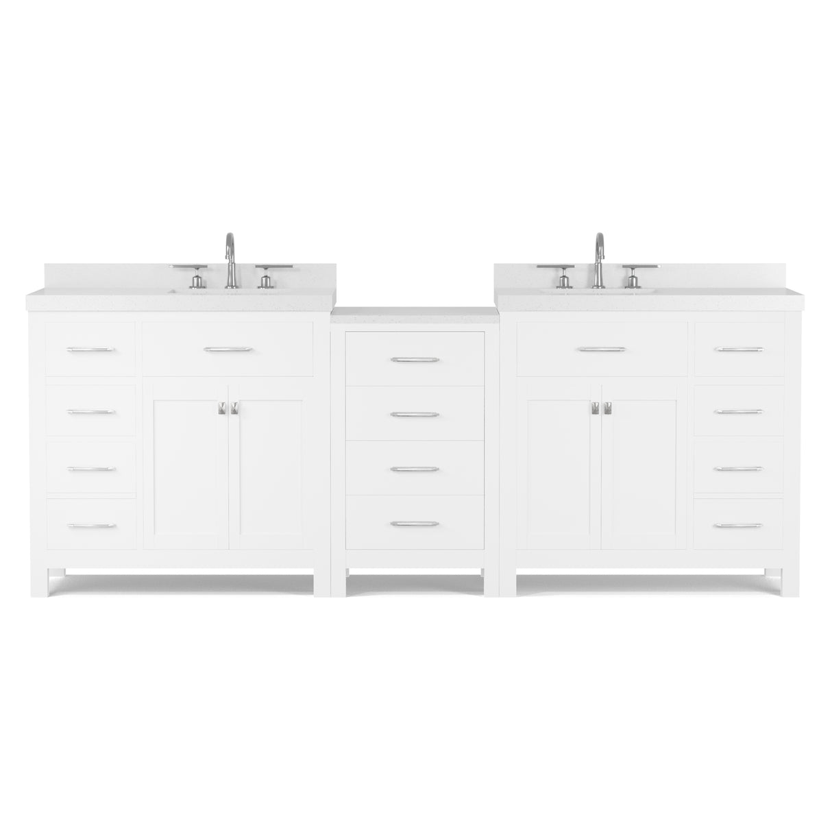 Caroline Parkway 93" Dual Bathroom Vanity Sink with White Quartz Top