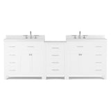 Caroline Parkway 93" Dual Bathroom Vanity Sink with White Quartz Top
