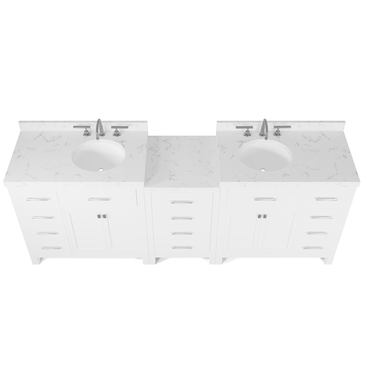 Caroline Parkway 93" Double Bathroom Vanity Cabinet with Sink and Cultured Marble Top