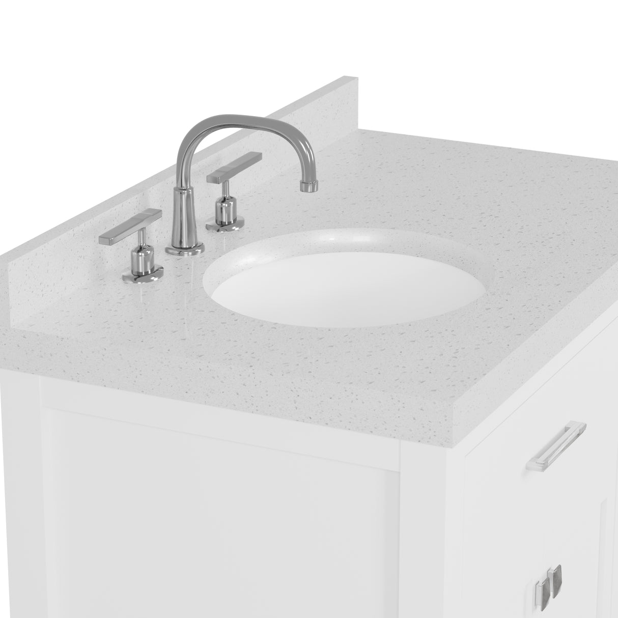 Caroline Parkway 36" Powder Room Bath Vanity Cabinet with Sink and White Quartz Top