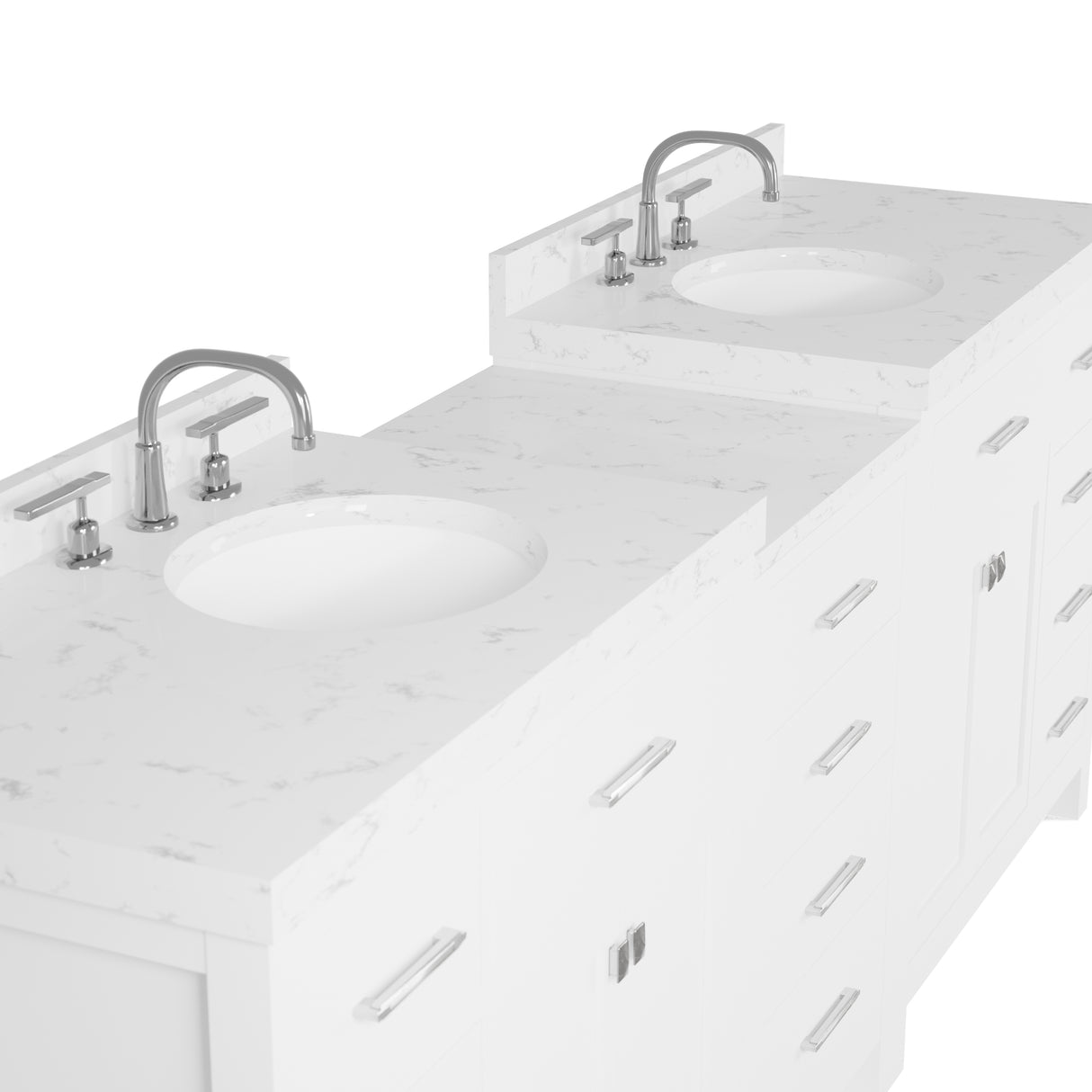 Caroline Parkway 93" Double Bathroom Vanity Cabinet with Sink and Cultured Marble Top