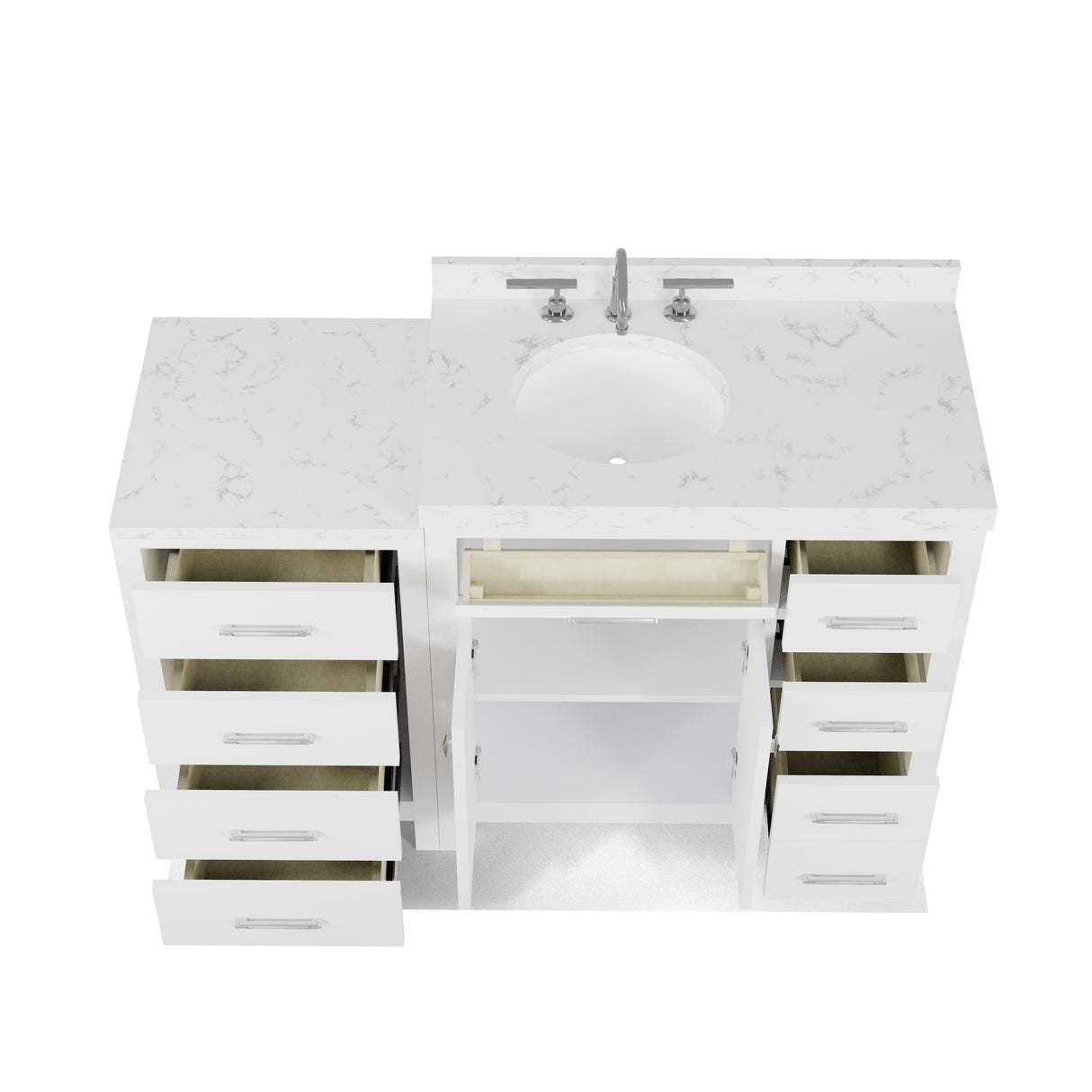 Caroline Parkway 57" Bathroom Vanity with Marble Top and Sink