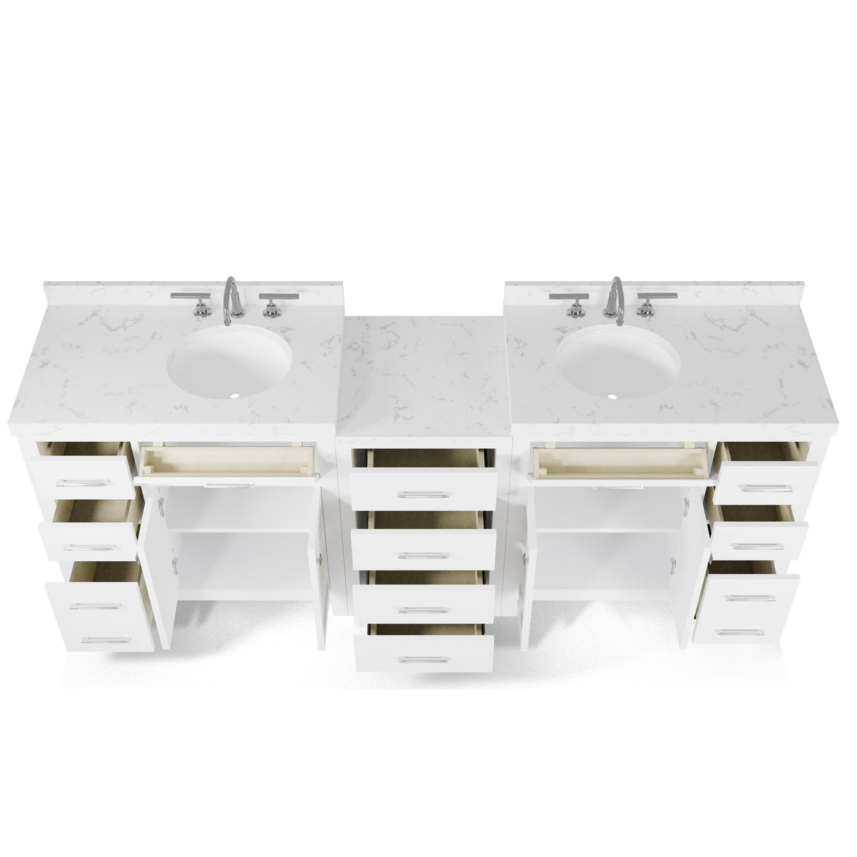 Caroline Parkway 93" Double Bathroom Vanity Cabinet with Sink and Cultured Marble Top