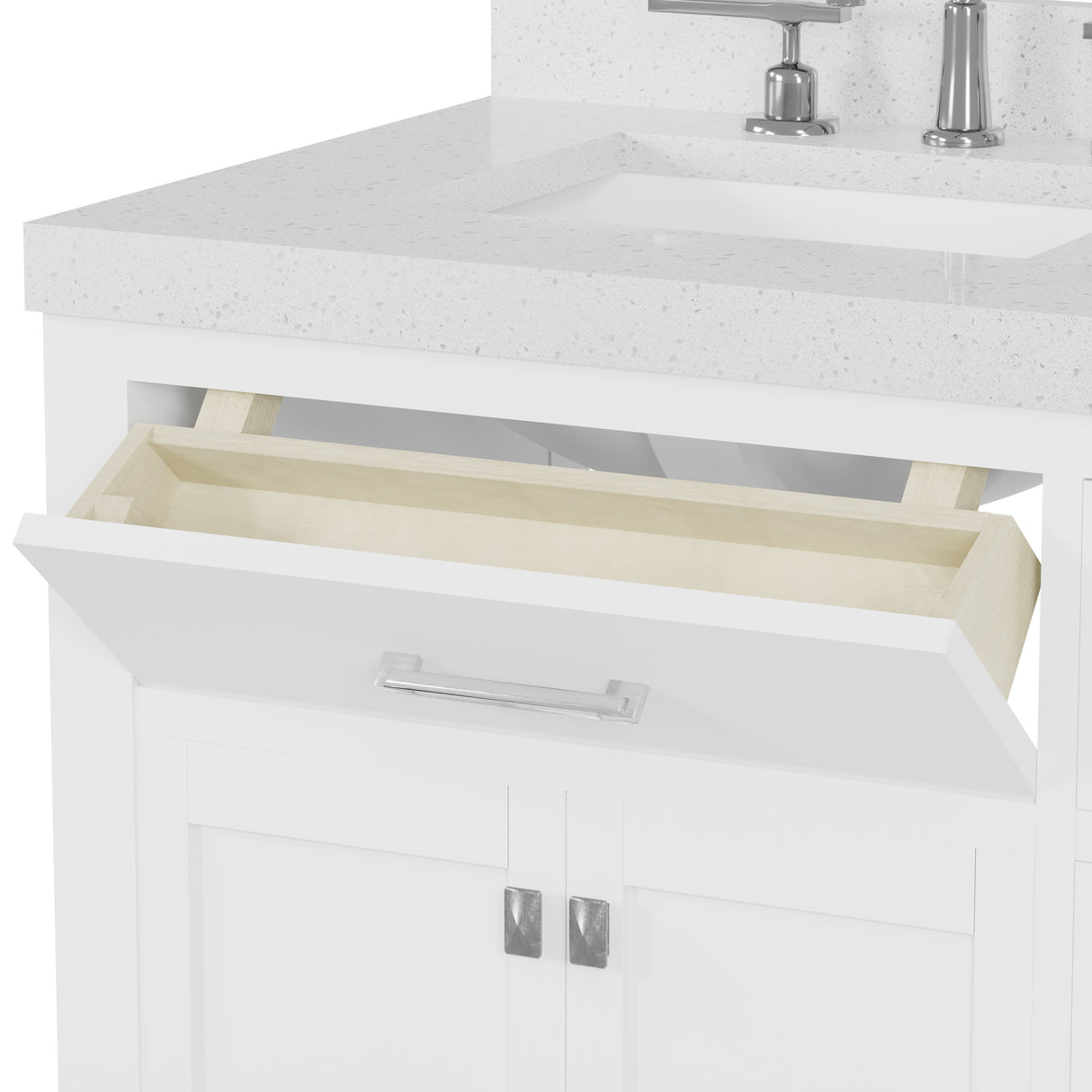 Caroline Parkway 36" Powder Room Bath Vanity Cabinet with Sink and White Quartz Top