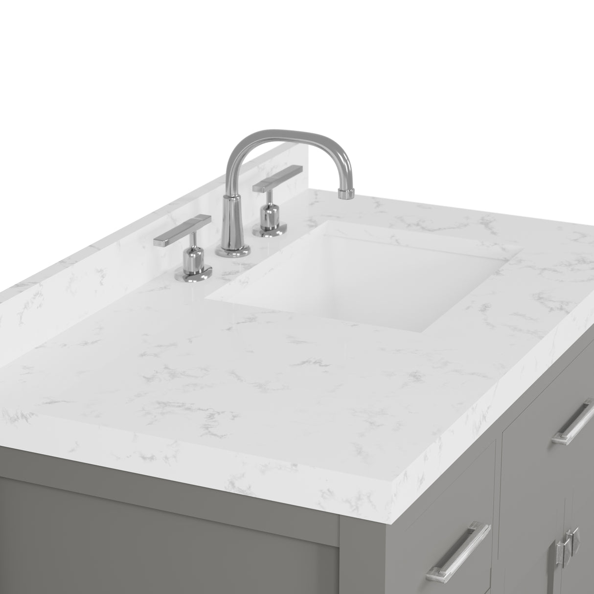 Caroline Parkway 36" Freestanding Bathroom Vanity Cabinet with Sink and Cultured Marble Top