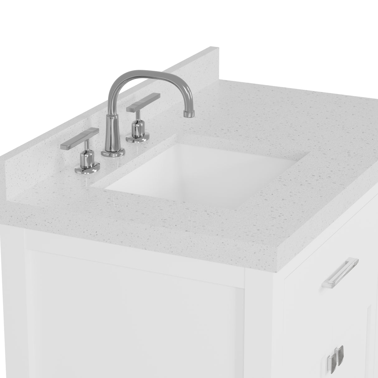 Caroline Parkway 36" Powder Room Bath Vanity Cabinet with Sink and White Quartz Top