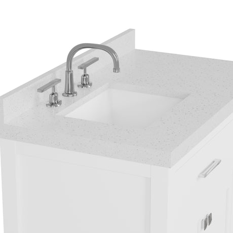 Caroline Parkway 36" Powder Room Bath Vanity Cabinet with Sink and White Quartz Top