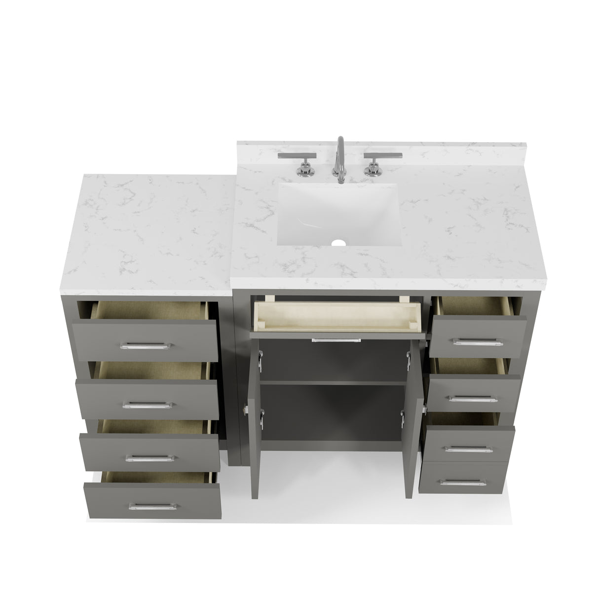 Caroline Parkway 57" Bathroom Vanity with Marble Top and Sink