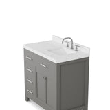 Caroline Parkway 36" Freestanding Bathroom Vanity Cabinet with Sink and Cultured Marble Top