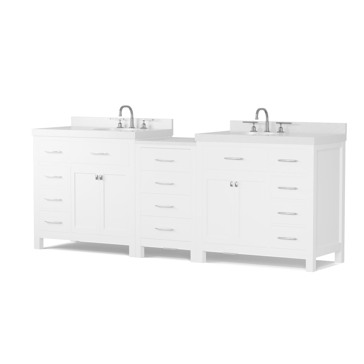 Caroline Parkway 93" Dual Bathroom Vanity Sink with White Quartz Top