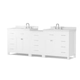 Caroline Parkway 93" Dual Bathroom Vanity Sink with White Quartz Top